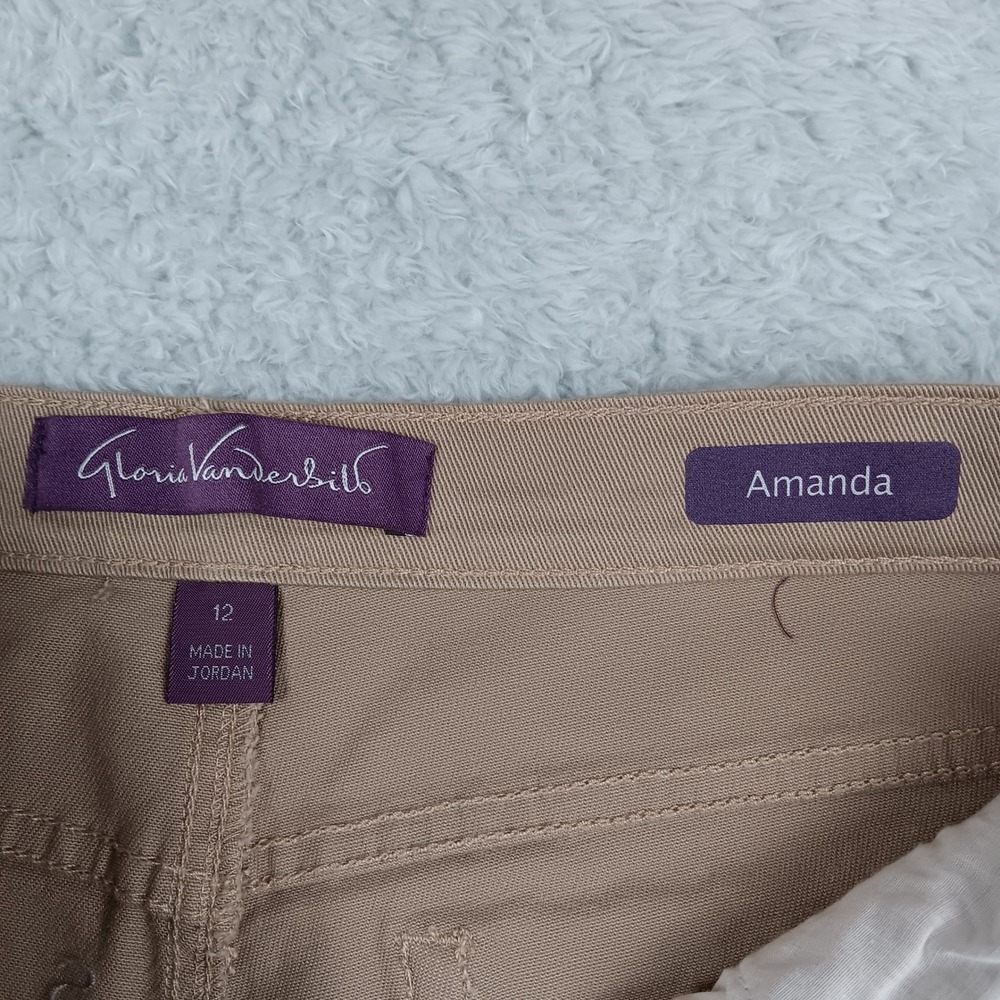 Gloria Vanderbilt Pant Amanda Women 12 Tan Straight Leg Stretch S51340E-LTT - Picture 3 of 10